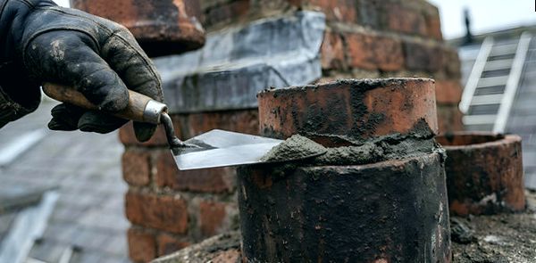 Repointing bedded joints around a chimney pot